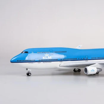 1/157 Skala 47CM Airlines Boeing 747 B747 KLM Royal Dutch Fly Model W Lys & Hjul Støbt Harpiks Plan For Indsamling 1