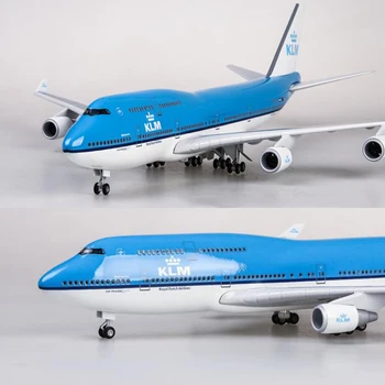 1/157 Skala 47CM Airlines Boeing 747 B747 KLM Royal Dutch Fly Model W Lys & Hjul Støbt Harpiks Plan For Indsamling 3