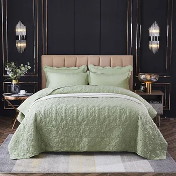 1/3pc Quiltet sengetæppe vask bomuld&polyester quiltning bed cover grønt smide tæppe multi-funktionelle sengetøj 220*240cm 5