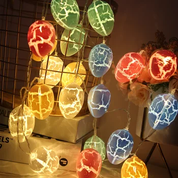1,5 M LED påskeæg 10 Lys String Påske Dekoration Til Hjemmet Fest Dekoration Farverige LED Knæk Æg Lys Påske Forsyninger 3997