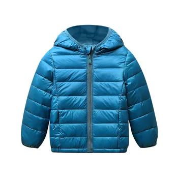 (1-7Y) Børns langærmet ensfarvet bomuld-polstret jakke ned hætteklædte jakke bomuld-polstret jakke frakke fashion solid F4* 1