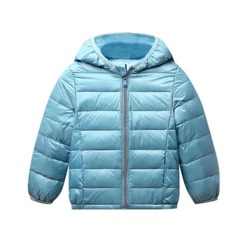 (1-7Y) Børns langærmet ensfarvet bomuld-polstret jakke ned hætteklædte jakke bomuld-polstret jakke frakke fashion solid F4* 4