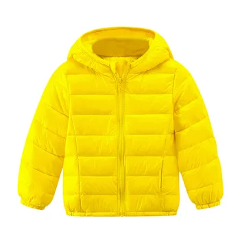 (1-7Y) Børns langærmet ensfarvet bomuld-polstret jakke ned hætteklædte jakke bomuld-polstret jakke frakke fashion solid F4* 5