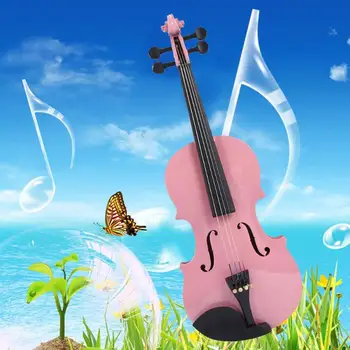 1/8 Størrelse Gloss Naturlige Akustiske Violin Violin med Sagen Mute Bue Strenge til 4-Strenget Colophonium musikinstrument Pink For Begyndere 3