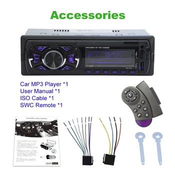 1 Din Bluetooth Car-Radio, MP3-Afspiller Bil Audio Stereo Bluetooth Stereo Radio 12V FM AUX Håndfri Opkald SWC-Remme Autoradio 1
