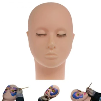 1 stk NY-Mannequin med Fladt Hoved Silikone Praksis Falsk Eyelash Extensions, Makeup Model Massage Uddannelse Hot Salg 0