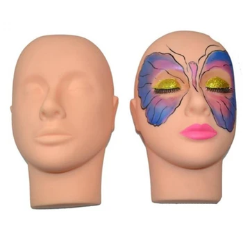 1 stk NY-Mannequin med Fladt Hoved Silikone Praksis Falsk Eyelash Extensions, Makeup Model Massage Uddannelse Hot Salg 5