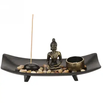 1 Sæt Zen Zen-Have Slappe af Buddhismen Lysestage Røgelse Indehaveren Indretning Artikel Røgelse Brænder for Hjem Kontor Dekoration Gave 2