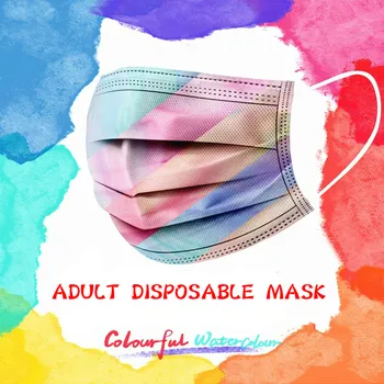 10-500pcs Blandet Farve Disponibel Ansigt Maske Til Voksne 3-lags Ansigt Munden Masker Åndbar Anti-støv Mode Farverige Stemning Maske 4