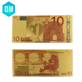 10 stk Farverige Forgyldt Euro 10 Guld Seddel god Kunst Gave Papir Penge Gaver 2