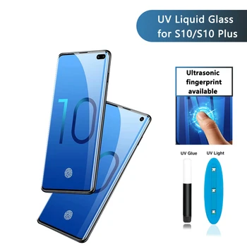 10 Stk/parti Fuld UV-Limen Hærdet Glas til Samsung S8 S9 S10 Plus Skærm Protektor til Samsung Note 8 9 10 S7 Kant Med Pakning 4