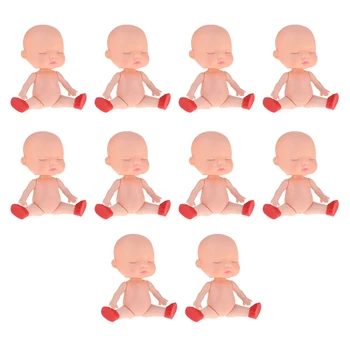 10 Stykker Sød Vinyl Nyfødte Sovende Baby Doll 8,5 cm Vaskbar For Kids Legetøj 3