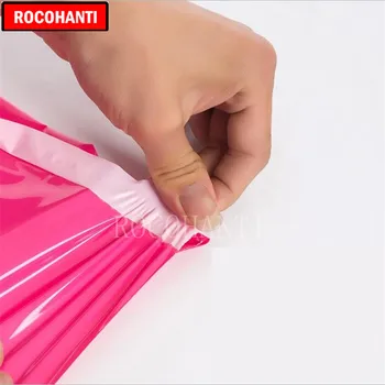 100PCS Pink Farve Brugerdefineret Plast Poly Pose Postal Mail Taske Afsendere for Forsendelse Gave Emballage Pose 11223