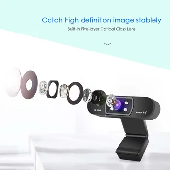 1080P HD-Webcam HDTV Video Calling Telekonference med Indbygget Mikrofon, Kamera til Bærbar Desktop Web-cam med stativ