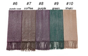 10pc/masse Glitter Silke Tørklæde Lyddæmper Muslimske Hijab Hovedbøjle Lang Mode Wraps Med Sølv Tråd Almindeligt Tørklæde Hijab Tynd og Blød 1