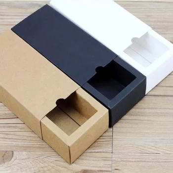 10stk Black kraft gave indpakning papkasse sort gaveæske pakning hvide papir skuffe max bryllup fordel fine skuffe box 3