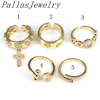 10stk Crystal Cross Ring For Kvinder Justerbar Cubic Zirconia Cuff Åben Ring Stabelbare CZ Guld Enkle Smykker Gave ring 3