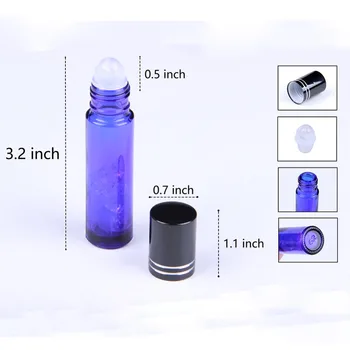 10stk Gemstone Rulle Bold Farve Glas Æterisk Olie 10ml Flasker Crystal Chips Inde i Bærbare Hjem Beholdere 2