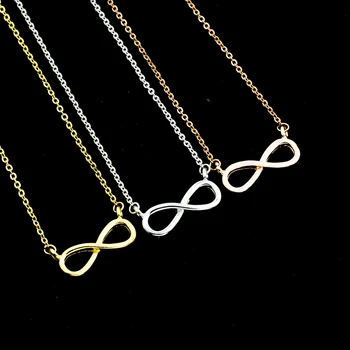10STK Mode Nummer 8 Heldig Infinity-Halskæde Famme Guld Kæde Smykker Tilbehør Uendelig Simpelt Design Venskab Gave 0