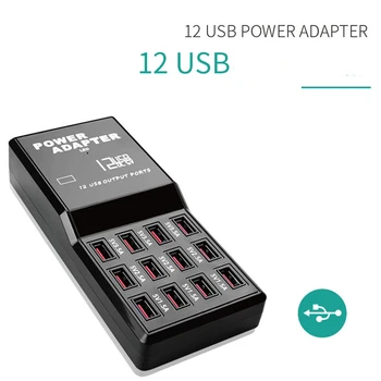 12 Flere USB-Port Oplader 5V 12A Output Max 0,3 A Input Opladning HUB Desktop Adapter Hurtig Oplader til Telefonen, Tablet-PC 0