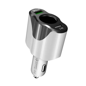 120W USB Bil Oplader Adapter Hurtig Opladning Voltmeter til cigarettænderen, Splitter til Telefonen, Tablet GPS DVR 2