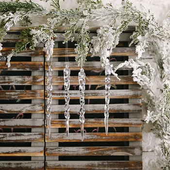 12pcs 13cm nye julepynt kreative gennemsigtig icicle vedhæng Christmas tree dekoration tråd vedhæng i hjemmet indretning 0