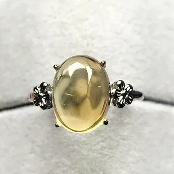12x9mm Øverste Naturlige Gul Citrin Ring Smykker Til Kvinde Mand Krystal Klar Kvarts Ovale Perler, Sølv Sten Justerbar Ring AAAAA 2