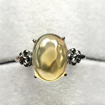 12x9mm Øverste Naturlige Gul Citrin Ring Smykker Til Kvinde Mand Krystal Klar Kvarts Ovale Perler, Sølv Sten Justerbar Ring AAAAA 4