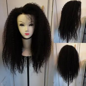 13x4 Afro Kinky Krøllet Hår Paryk Glueless Lace Front Wig Sladder Blonder Foran Remy Human Hair Parykker Til Kvinder Indiske Lace Wig 3