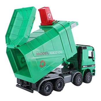 14 Tommer Friktion Drevet Garbage Truck Toy,med 3 skraldespande,kræver Ikke Batteri,En God Gave til Børn 0