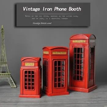 16-32cm Vintage Jern telefonboks sparegris Vindue Model Dekoration Penge Kasser Strygejern Håndværk Toy Gaver til Børn 3