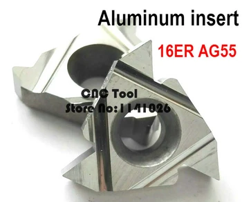 16ER AG55 for Aluminium Wolframcarbid Threading Drejebænk Skær Hårdmetal Skær 55 grader Udvendig Gevinddrejning Skær