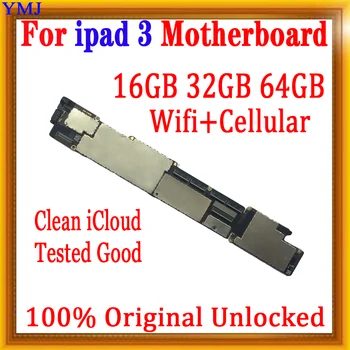 16GB / 32GB / 64GB Oprindelige låst op for ipad 3 Bundkort med IOS System,Wifi / Wifi+Cellular-Version til Ipad 3 Bundkort med 0