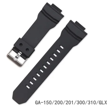 16mm Urrem Silikone elastik Mænd Sports Dykning Sort Rem af CASIO GA-150/200/201/300/310/GLX Watchbands Tilbehør 0