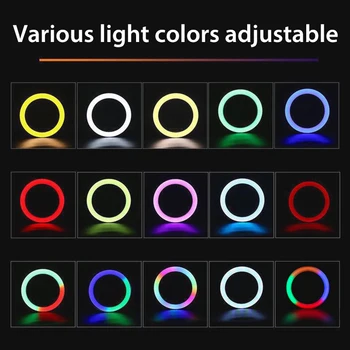 18 tommer 45 cm RGB-Ring Lys med Phone Clip Holder Stand Selfie Farverige Fotografering Belysning til Video Liv Youtube Ring Lampe 2