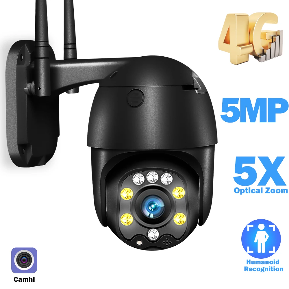 3G 4G SIM-Kort 5MP IP Dome kamera Udendørs CCTV Kamera WiFi Smart Hjem Sikkerhed Kamera 5X Optisk Zoom IR-30m To-Vejs Audio Camhi 0