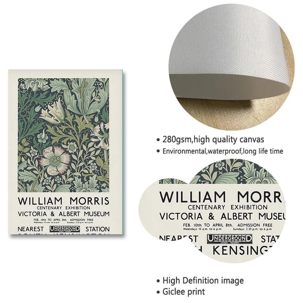 William Morris Udstilling Plakat Print Blomst Mønster Lærred Maleri Moderne Abstrakte Væg Billeder til stuen Home Decor 0