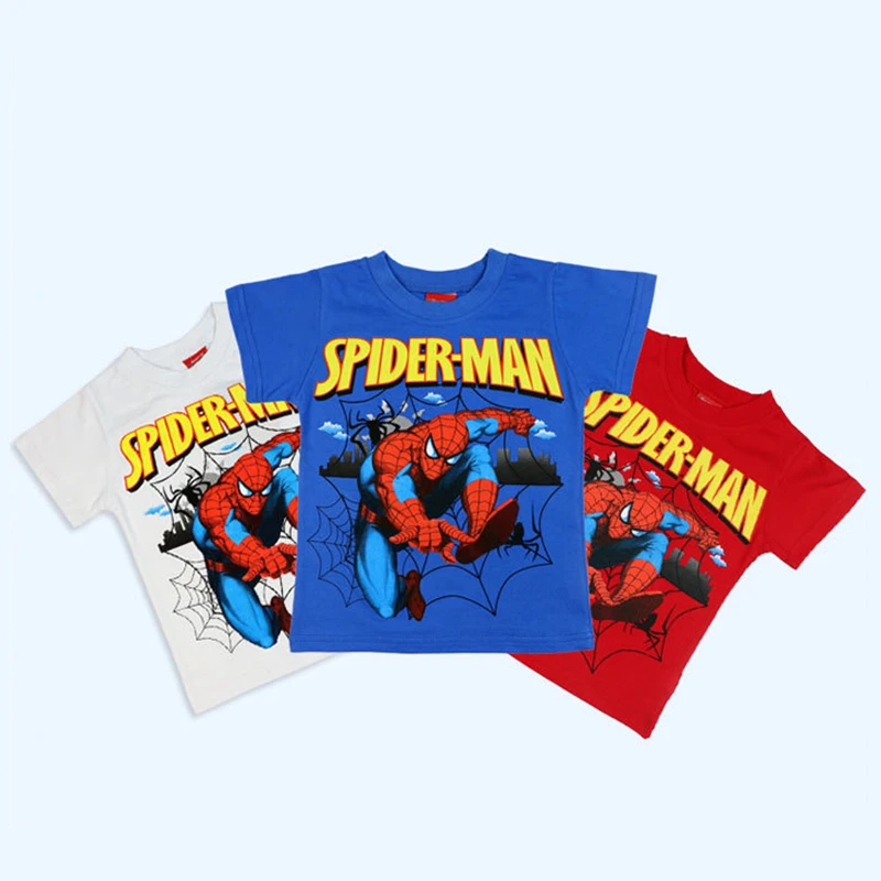 Disney, Marvel Kids Tøj Sommeren Tegnefilm Captain America, Spiderman Print Bomuld kortærmet T-shirt Børn, Drenge Tøj 0