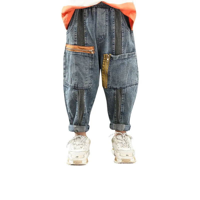 Stilfuldt børnetøj Jeans Til Drenge Løs Denim Bukser Hip hop Jeans Lommer Teens Dreng Harem bukser Varm Vinter Kids Jeans 0