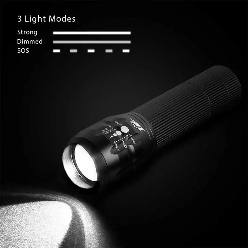 MTB LED Cykel Cykel Lys T6 8000LM LED Lommelygte Zoomable Lommelygte For Camping Lantern 18650 5000mAh Batteri Med Baglygte 0