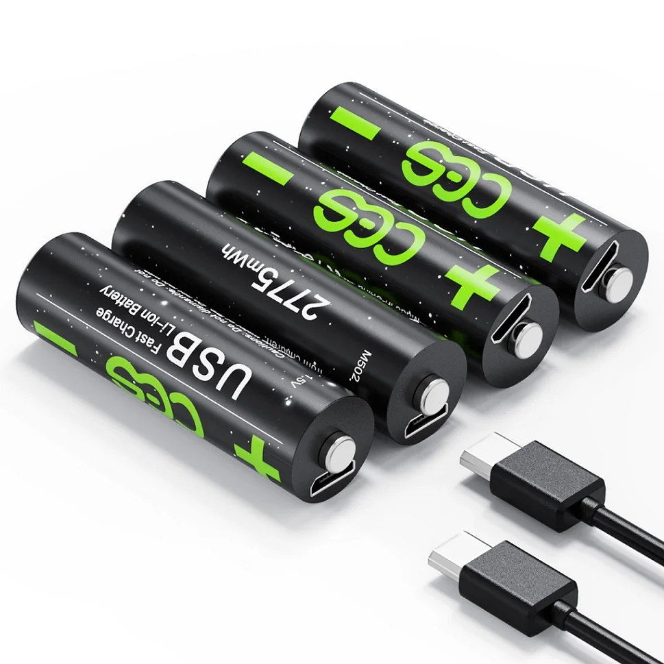 2775mWh 1,5 v AA genopladelige lithium-polymer-AA USB-batteri 0