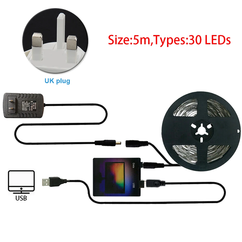 WS2812 Nem at Installere Holdbare LED Strip Light Kit Omgivende Home Decor RGB USB-Fleksibel i forhold Til Desktop-PC-Skærm på TV Tilbage 0