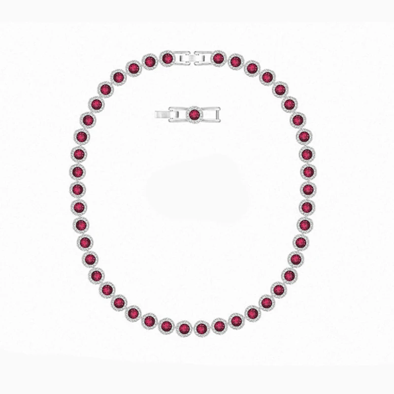 Mode Smykker SWA Nye ENGLEAGTIGE HALSKÆDE Charmerende Røde Runde Krystal Dekoration Kvindelige Tendens Luksus Smykker Romantisk Gave 0