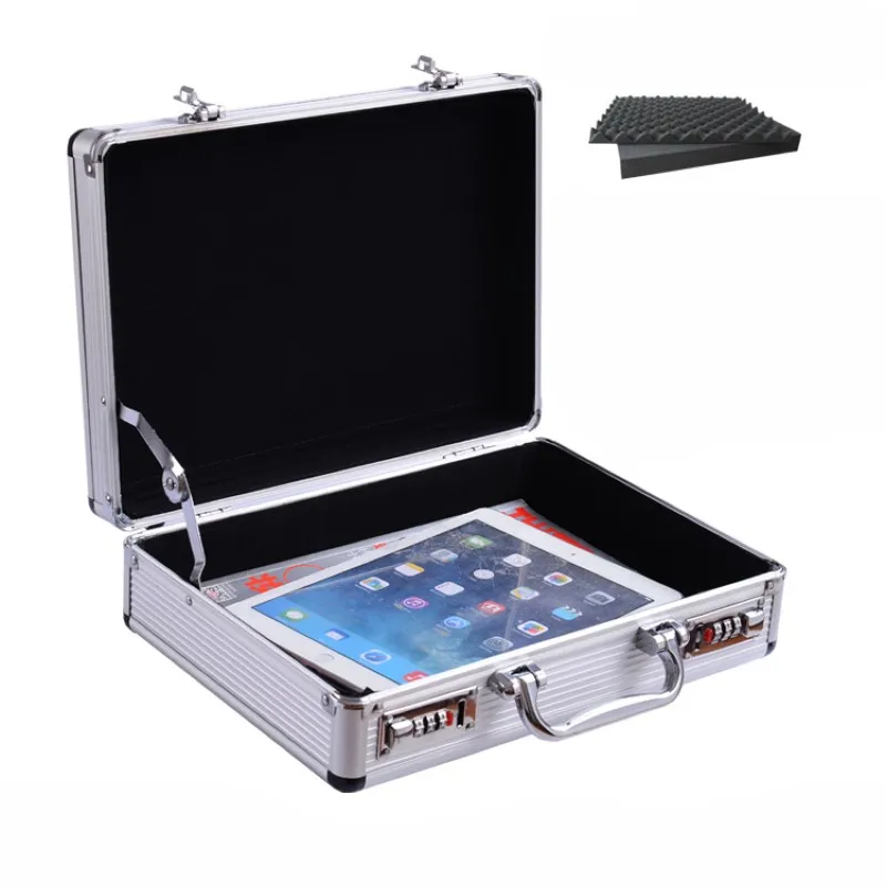 Bærbare password værktøjskasse multi-funktion Kuffert opbevaring tilfælde, aluminium Sikkerhed instrument, udstyr tilfældet med svamp 0