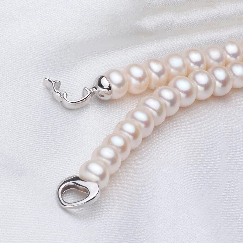 Naturlige Ferskvands Perle Halskæde Smykker 925 Sterling Sølv Perle Choker Halskæder Til Kvinder Gave Engros 0