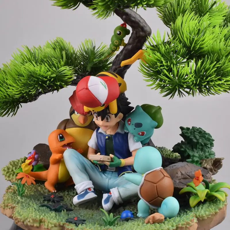 Pokemon Statue Ash Ketchum Charizard Bulbasaur PVC-Action Figur Toy 250mm Pokemon Anime Spil Squirtle Figur Legetøj Diorama 0