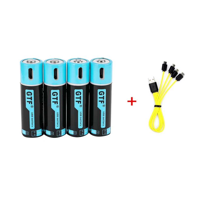 1,5 V USB-AA li-ion Batteri 2550mwh 1500mah kapacitet li-polymer genopladelige lithium usb-batteri USB-kabel 0
