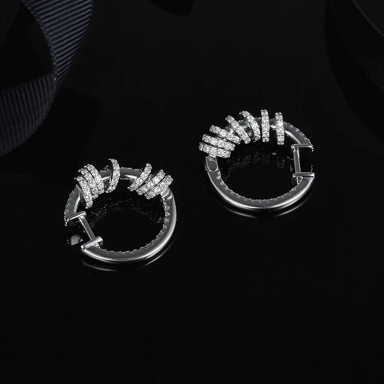 [MeiBaPJ]Ægte 925 Sterling Sølv Cirkel, Multi-ring Dråbe Øreringe til Kvinder Personlighed Fin Fest Smykker 0