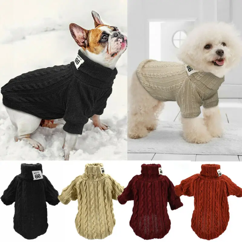 Hund, Kat Turtleneck Sweater Vinter Varme Strikkede Hund Tøj til Små Hunde Chihuahua Tøj Hvalp Pels Jakke Kæledyr Produkter 0