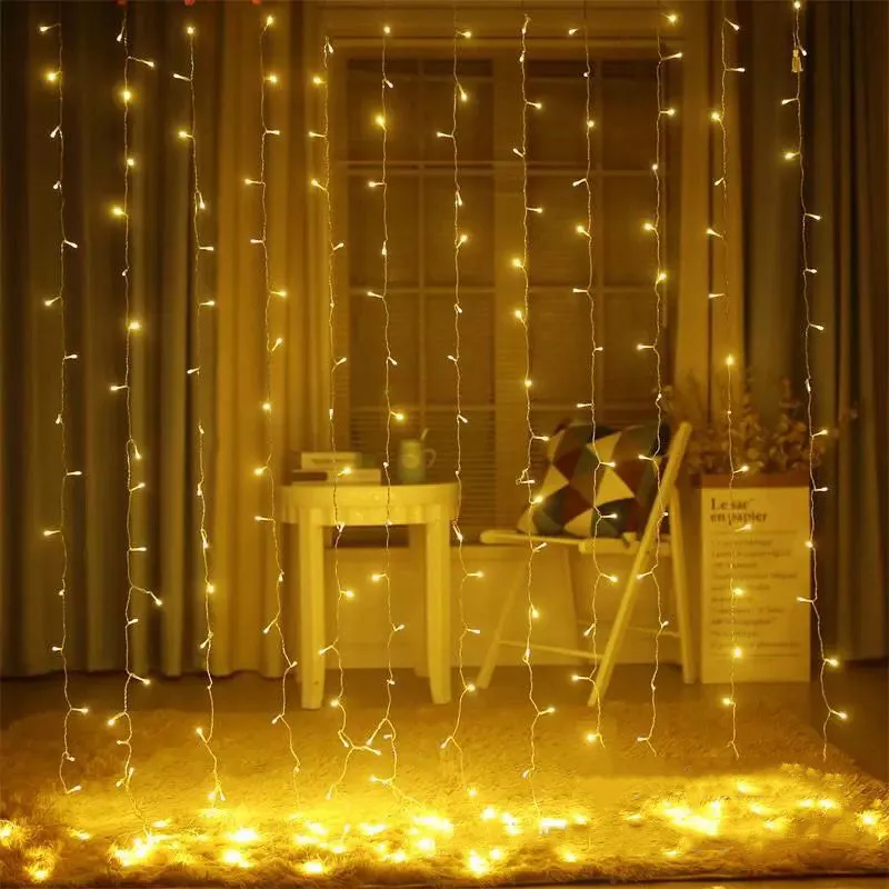 LED Icicle Lys String Christmas Fe Lys Krans Udendørs Hjem Til Bryllup/Party/Forhæng/Have Dekoration 0